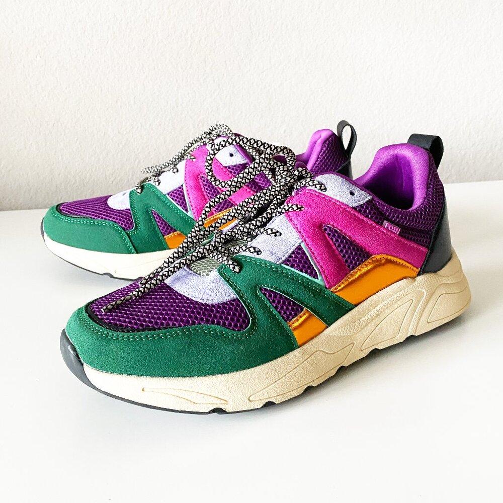 POSH by Poelman Carocel Women's Trainers Dark Green Fuchsia Size 10